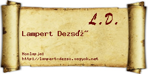 Lampert Dezső névjegykártya